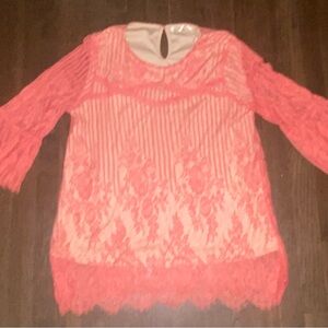 Andre lace boho peach blouse size M